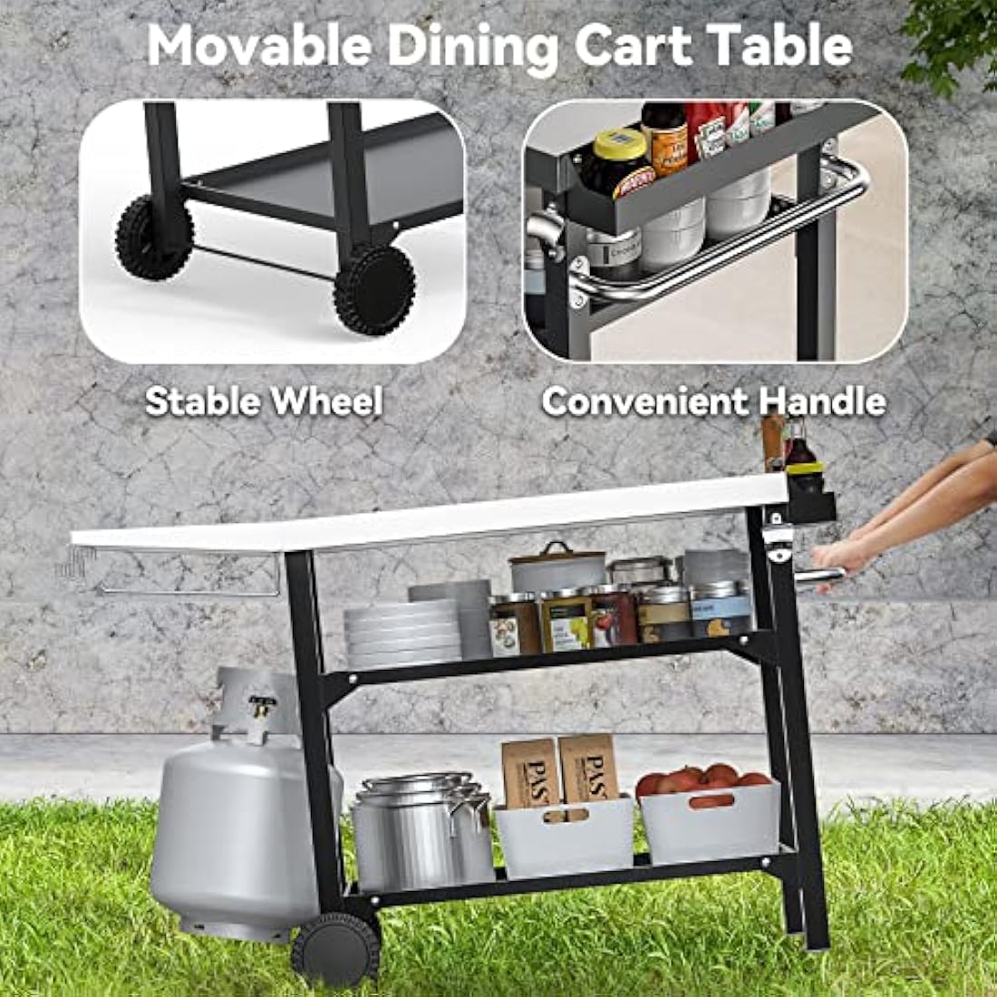 Onlyfire Stainless Steel BBQ Food Prep Table – 3-Tier Outdoor Grill Cart
