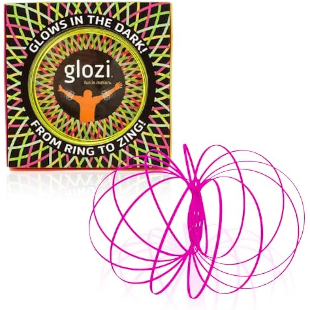 Glozi Glow in the Dark Flow Ring – Geometric 3D Arm Spinner (Pink)