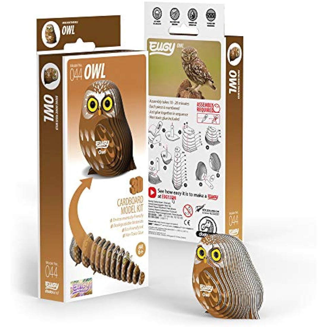 EUGY Owl 3D Paper Puzzle – Eco-Friendly Cardboard DIY Animal Figure
