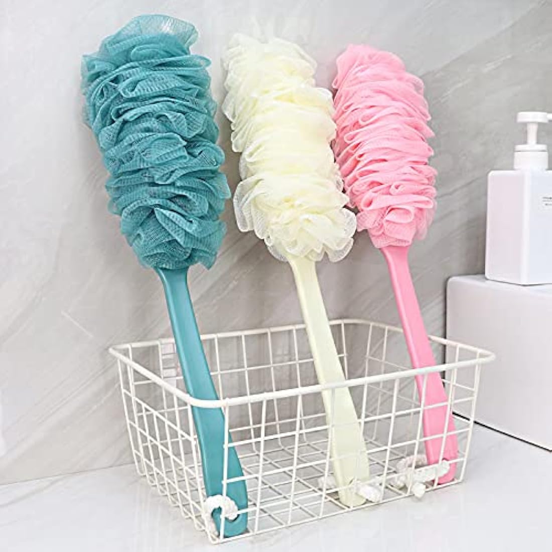 2-Pack Long Handle Back Scrubber - Exfoliating Loofah Brush