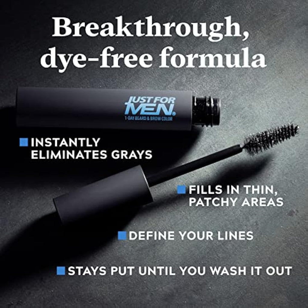 Just For Men 1-Day Beard and Brow Colour – Instant Grey Coverage, Dark Brown