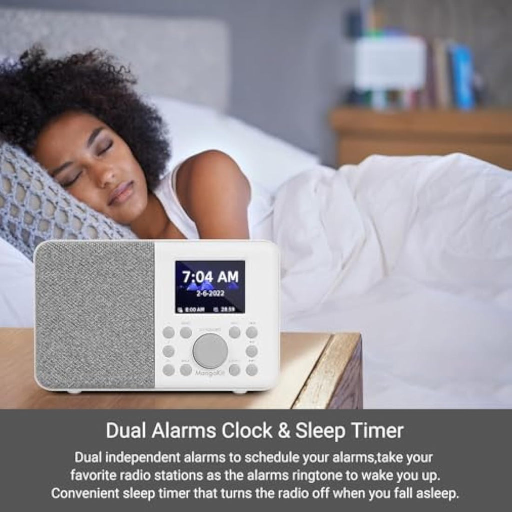 MangoKit MD3 DAB/DAB+ Digital Radio with Bluetooth & Dual Alarm – Stone Grey