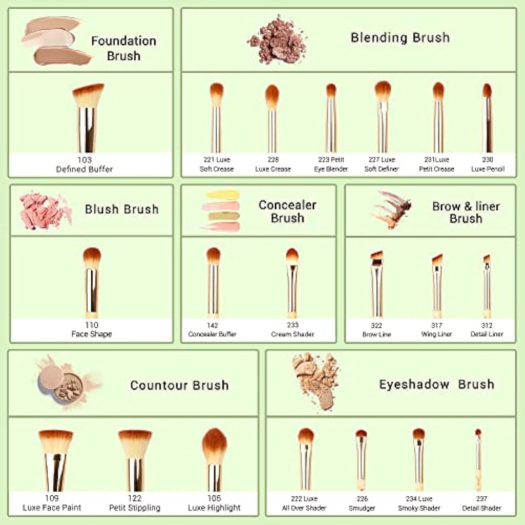 Jessup 20pcs Professional Bamboo Makeup Brushes Set | Vegan & Cruelty-Free