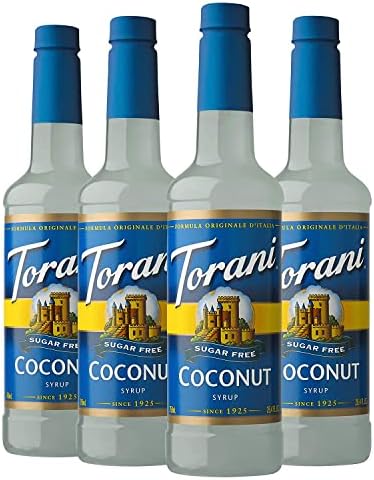 Torani Sugar Free Coconut Coffee Syrup - 4 x 750ml Vegan Drink Mixer Set