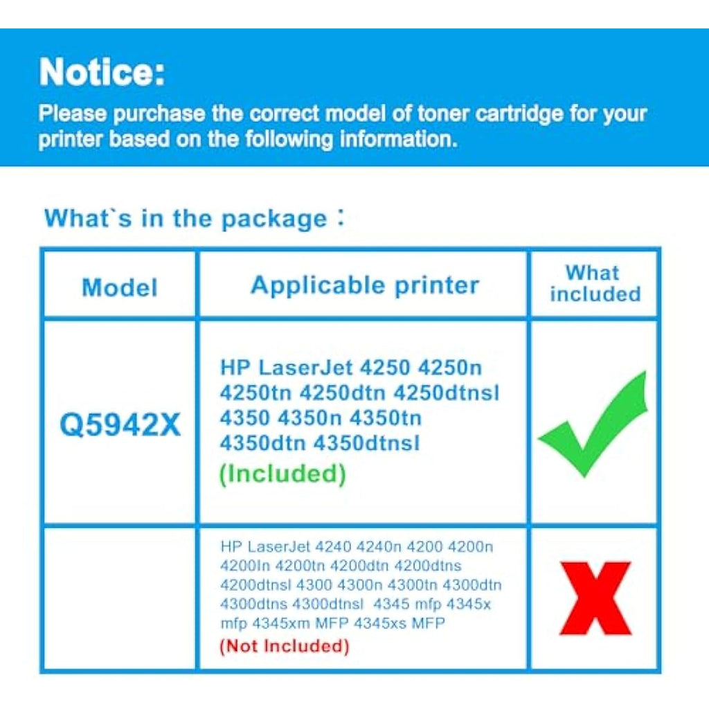 LCL 42X Q5942X High Yield Black Toner Cartridge for HP LaserJet 4250 4350