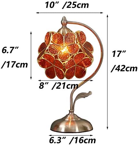 Bieye Tiffany Style Stained Glass Cherry Blossom Table Lamp – Brass Base
