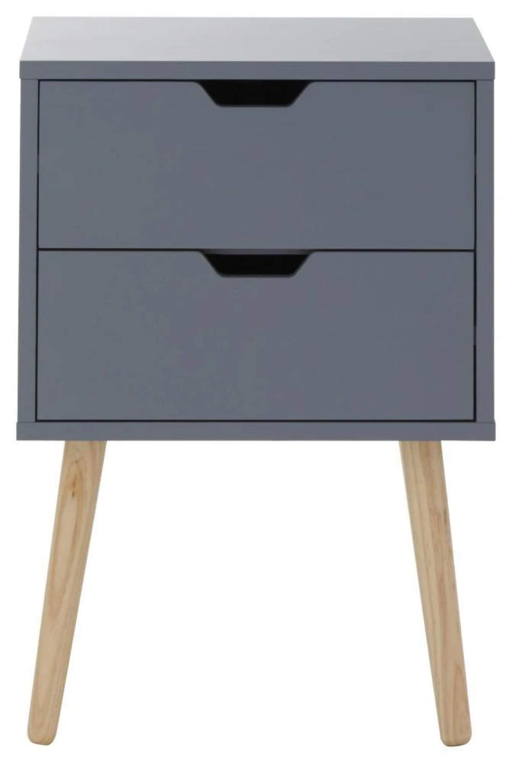 GFW Nyborg Pair of 2-Drawer Bedside Tables - Scandi Style, Dark Grey