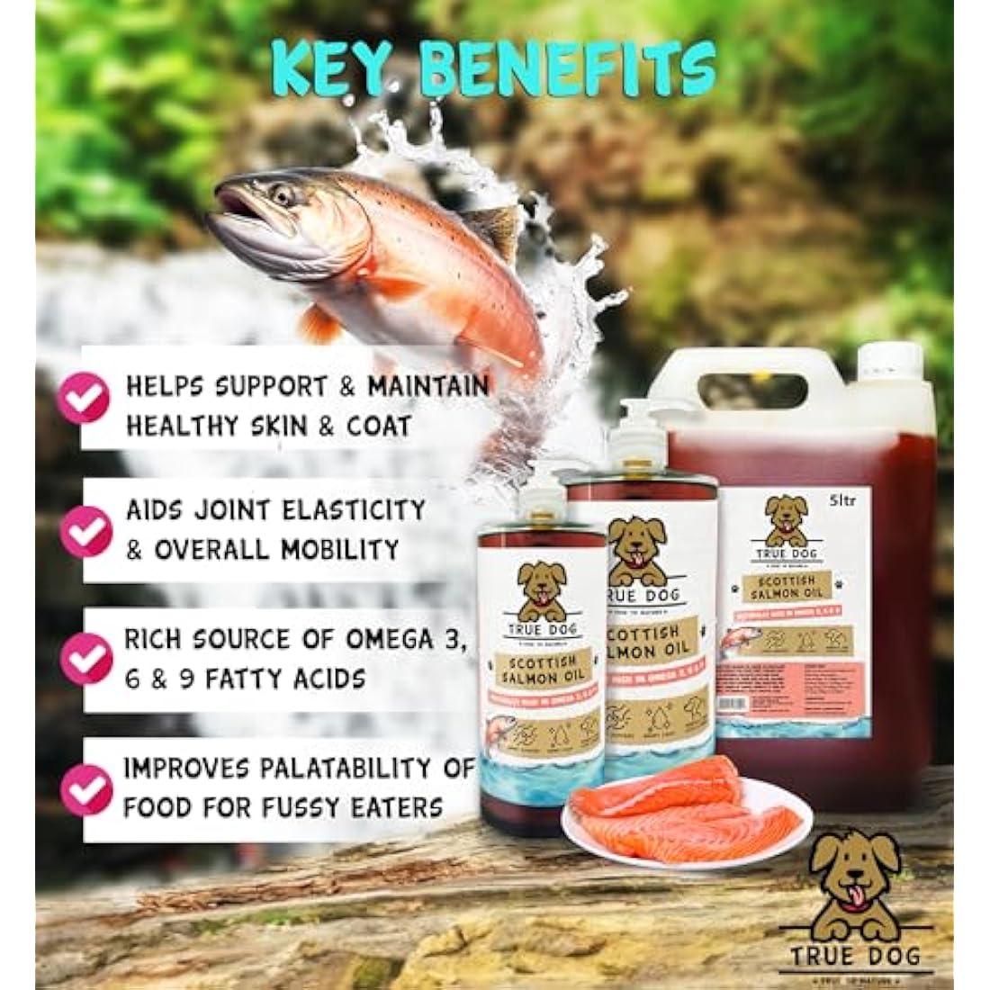 True Dog 100% Pure Scottish Salmon Oil for Dogs & Cats - 5L Bulk