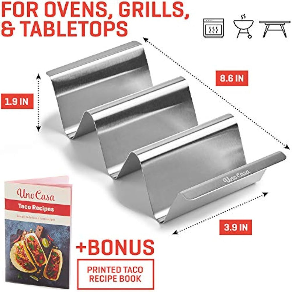 Uno Casa Stainless Steel Taco Holders Set of 6 – Oven & Grill Safe