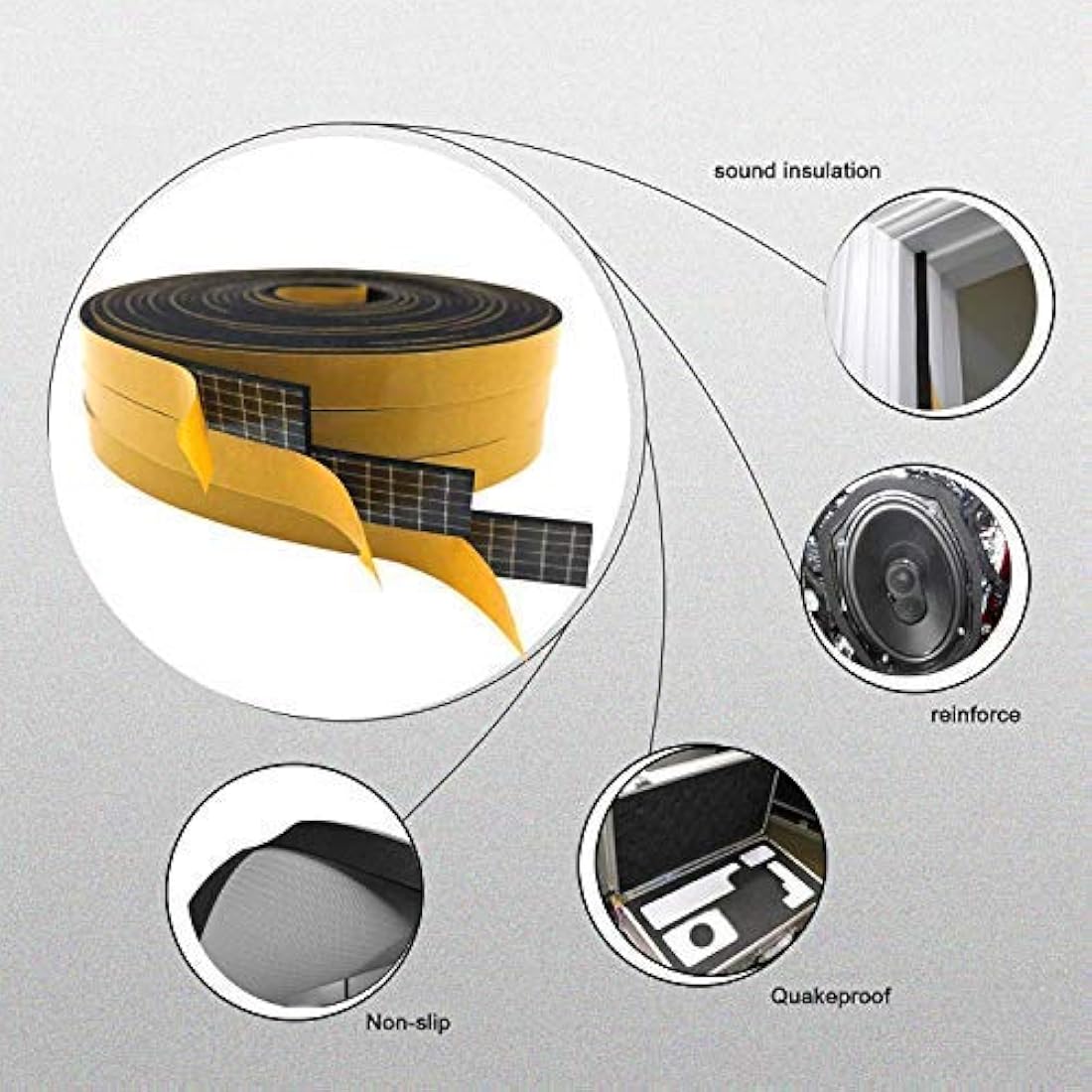 fowong Foam Rubber Seal Tape | Strong Adhesive Weather Stripping | 20M
