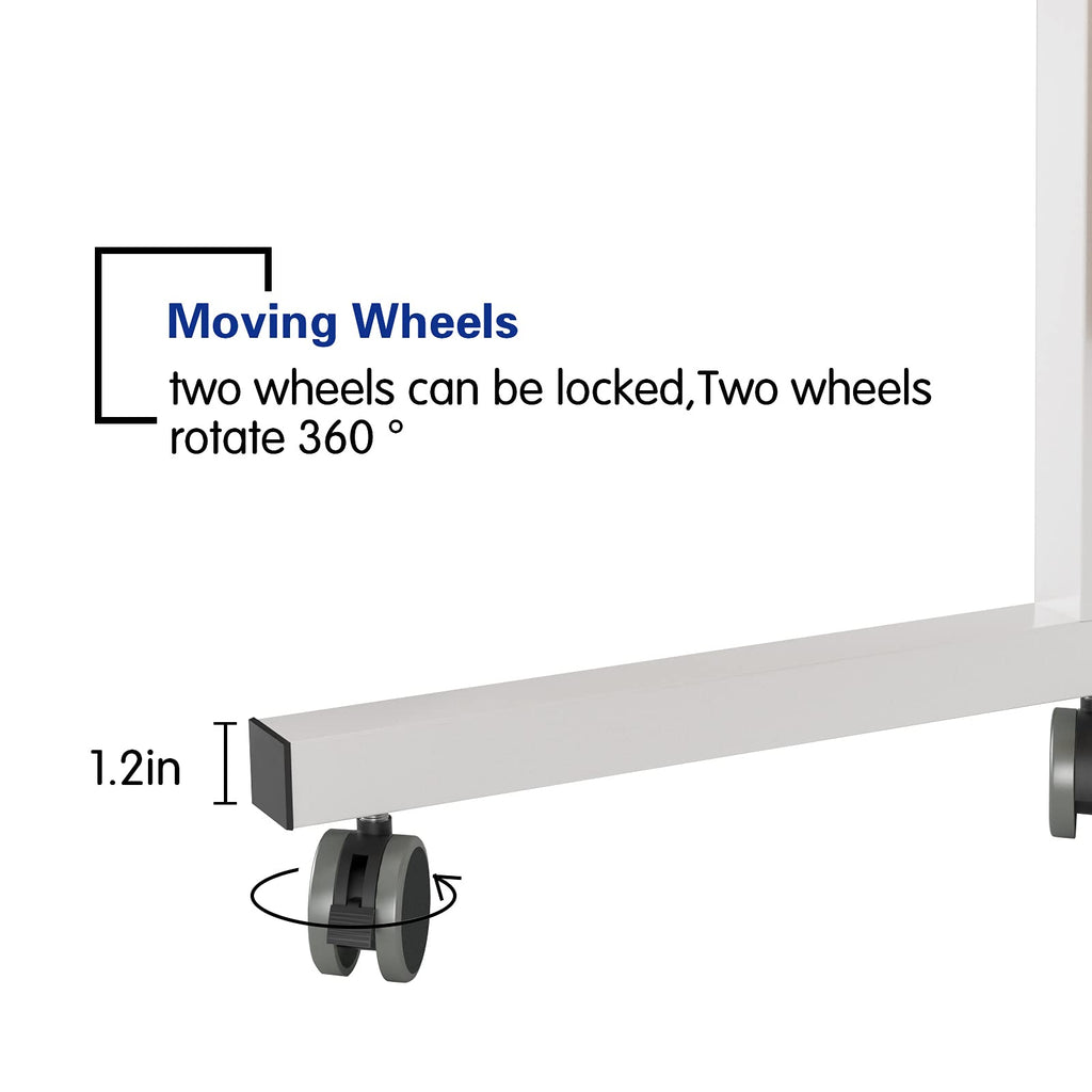 sogesfurniture 60 * 40cm Adjustable Height Laptop Table with Tablet Slot, Mobile Computer Stand Desk Portable Side Table for Bed Sofa