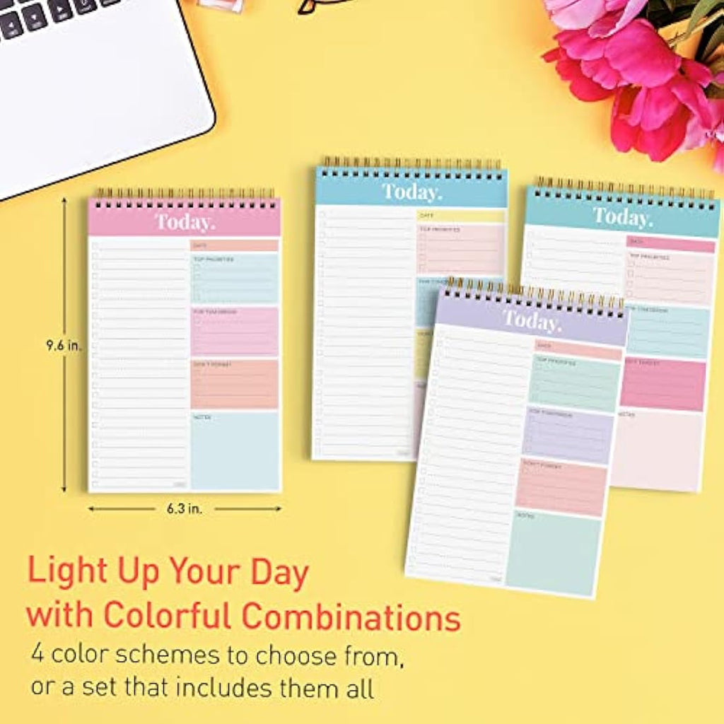 Jolof Store Undated Daily Planner Notepad - 52 Page Spiral To Do List