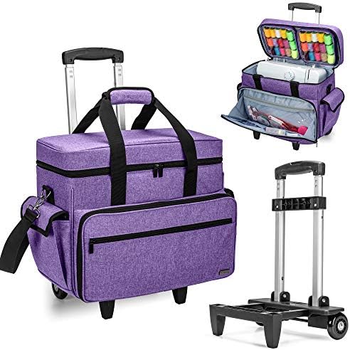 Sewing Machine Trolley Bag | Rolling Case with Wood Pad