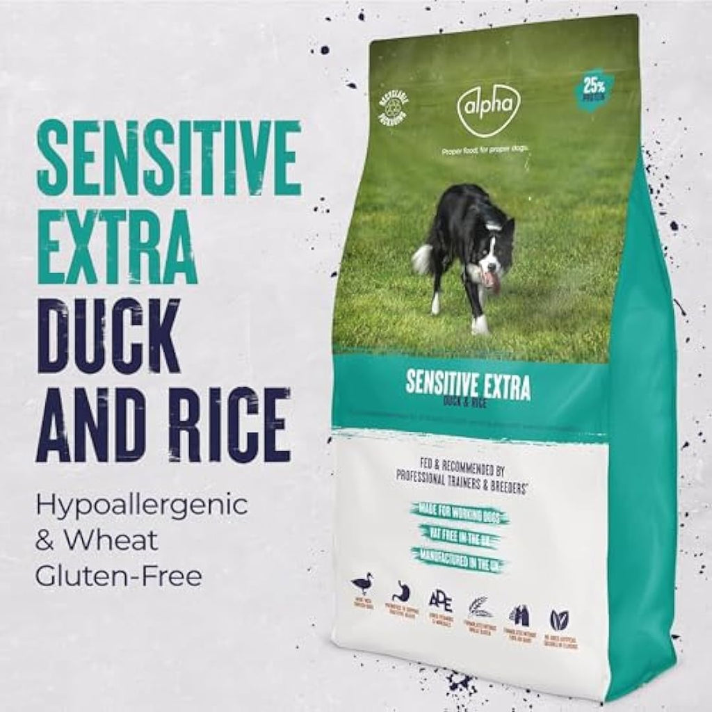 Alpha Sensitive Duck and Rice Hypoallergenic Dry Dog Food - 15kg