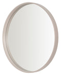 Jolof Store Round Wooden Wall Mirror – 50cm Deep Framed Beige Brown