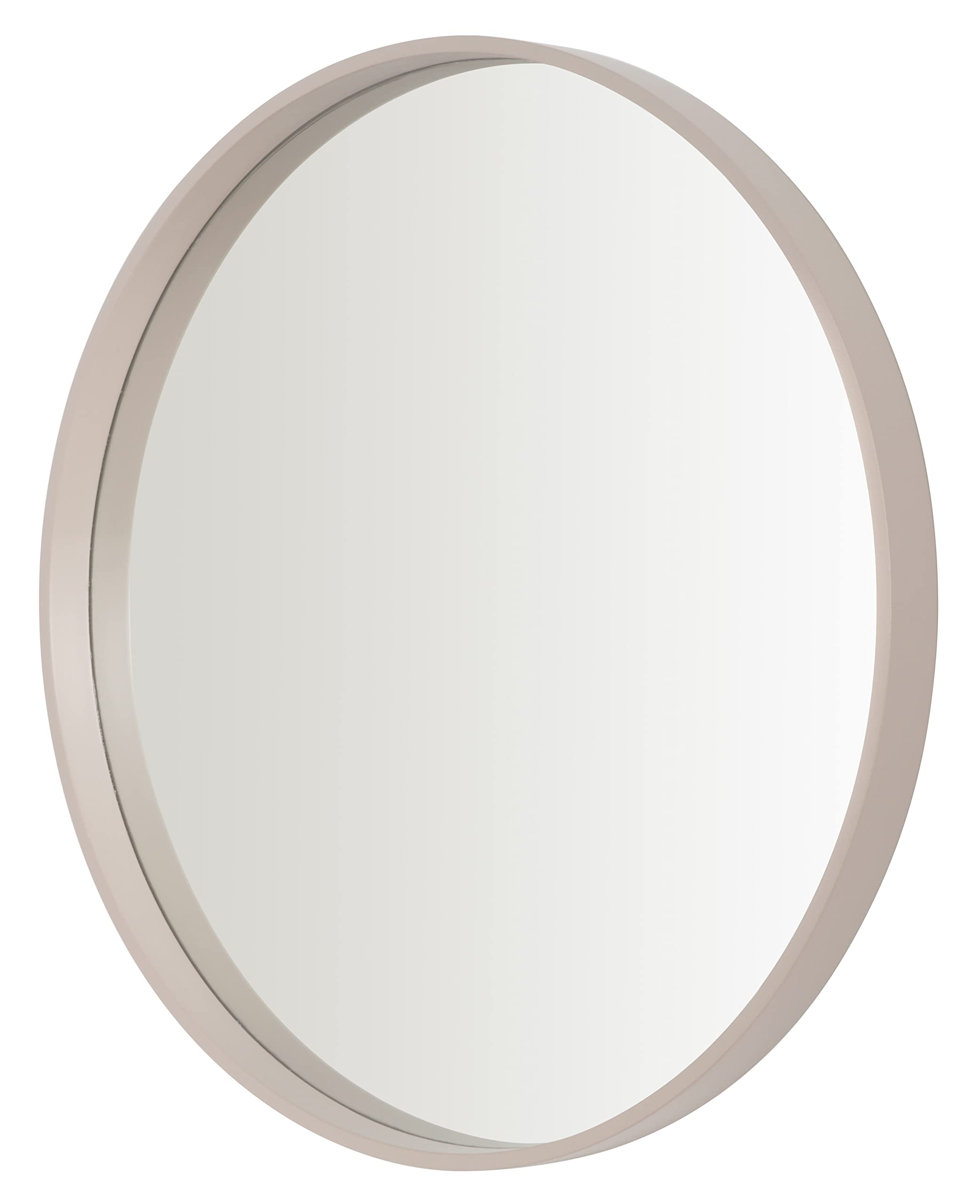Jolof Store Round Wooden Wall Mirror – 50cm Deep Framed Beige Brown