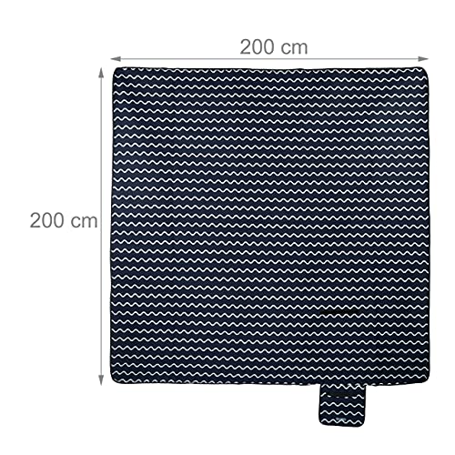 Relaxdays XXL Picnic Blanket | 200x200cm Insulated Waterproof Fleece Mat