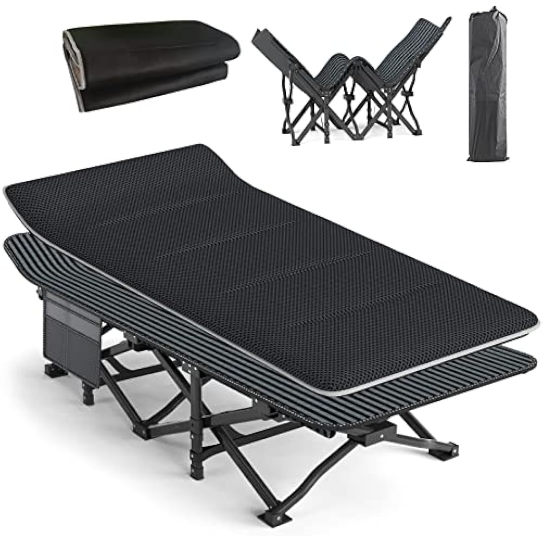 ATORPOK Folding Camping Cot with Cushion – Heavy Duty 450lbs Bed