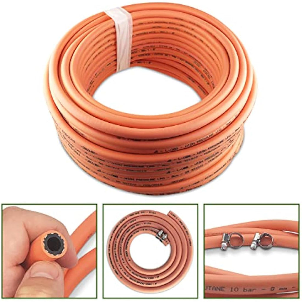 MYPURECORE 4m 8mm High-Pressure Gas Hose Pipe with 2 Clips for LPG BBQ