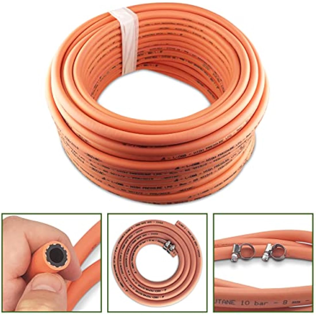 MYPURECORE 4m 8mm High-Pressure Gas Hose Pipe with 2 Clips for LPG BBQ