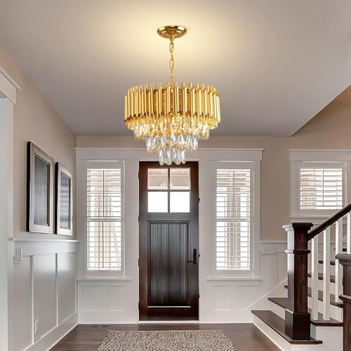 Modern Gold K9 Crystal Chandelier – 3-Tier Round Light Fixture