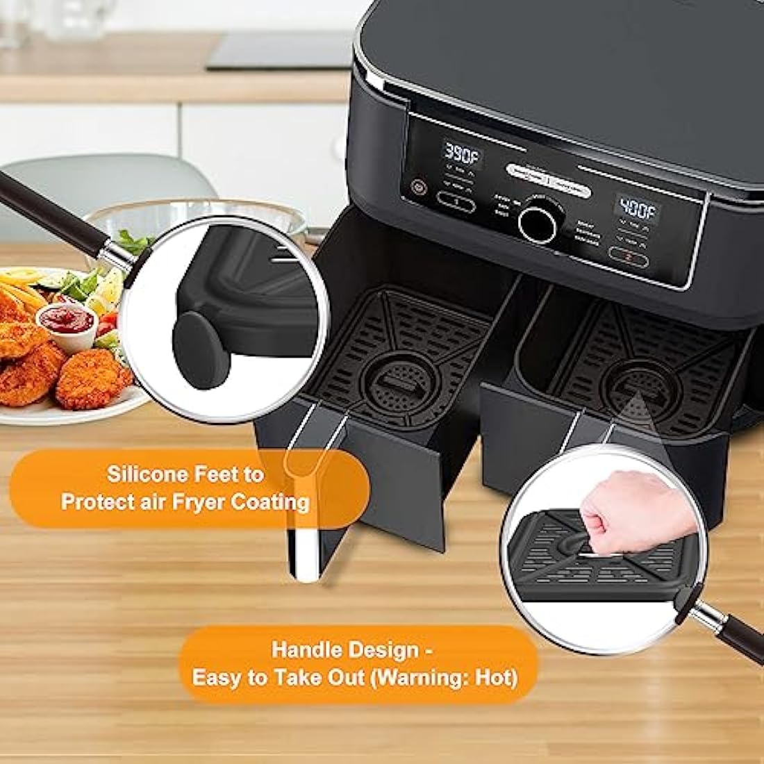 GWYXC Air Fryer Grill Pan for Ninja Foodi AF400UK AF500UK, 2 Pack