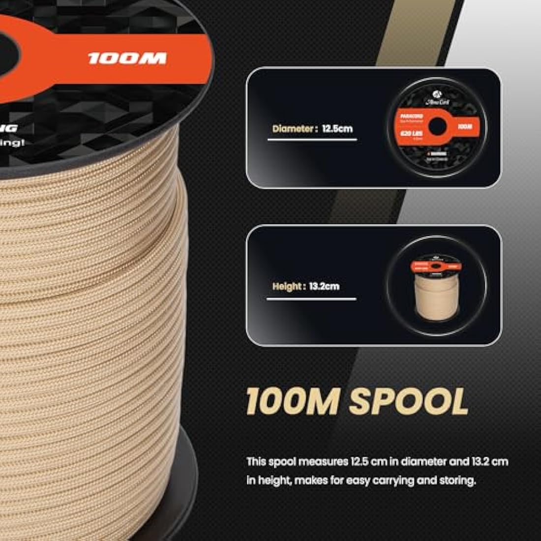Abma Cord 4mm Type III Nylon Paracord – 100m 9-Strand Survival Rope