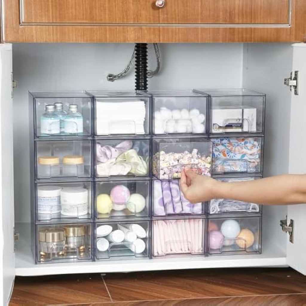 4 Pack Clear Acrylic Stackable Storage Drawers