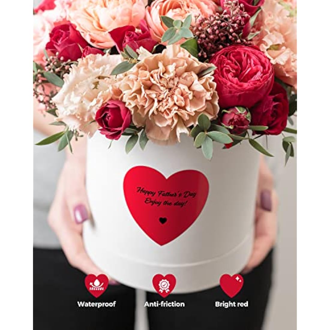 MUNBYN 3" Heart Thermal Stickers | Red Adhesive Labels for Small Business