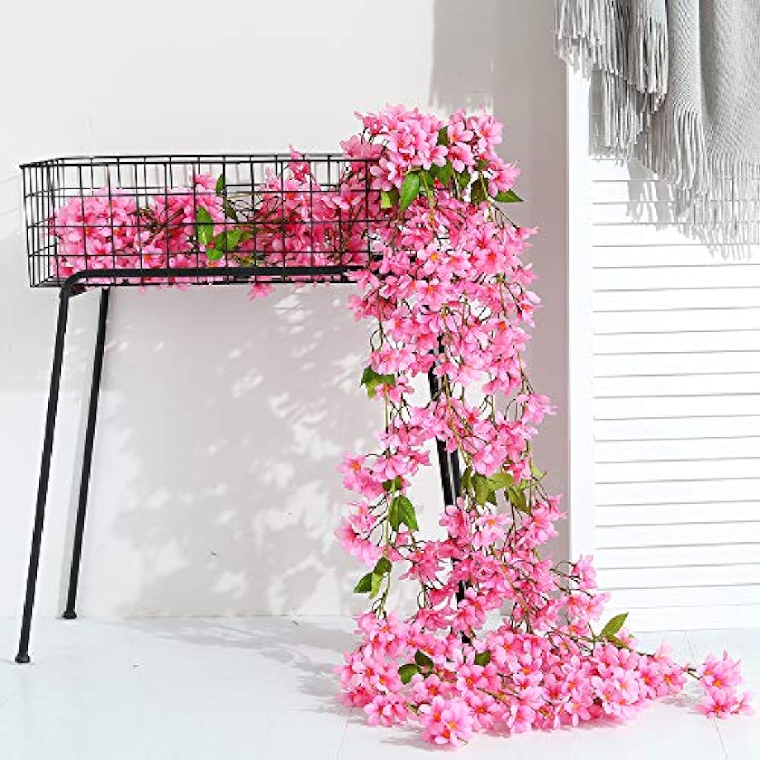 2-Pack Artificial Cherry Blossom Sakura Silk Garland - Rose Red