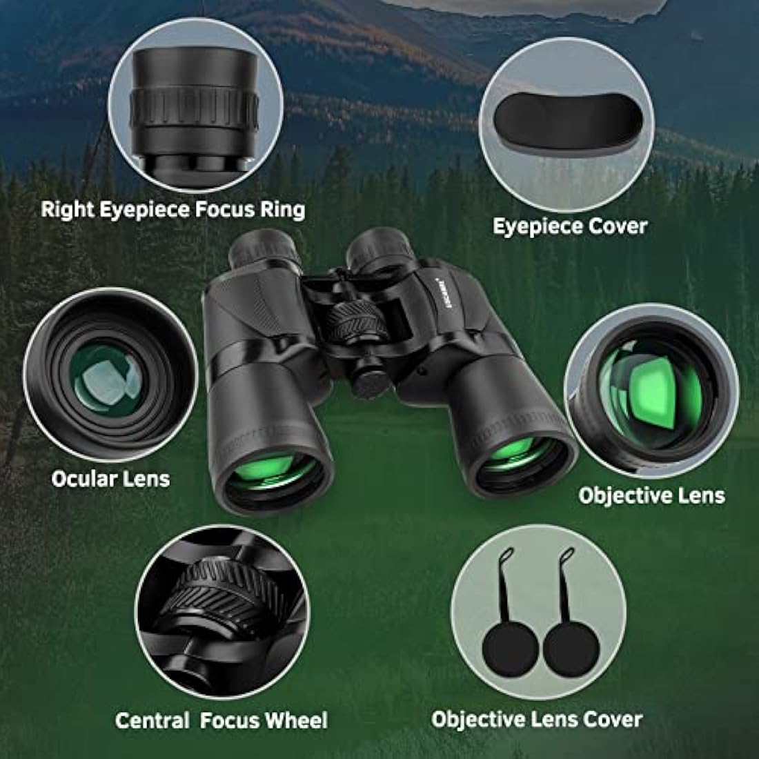 Uscamel 20x50 High Power Binoculars | Waterproof BAK4 Prism for Birding