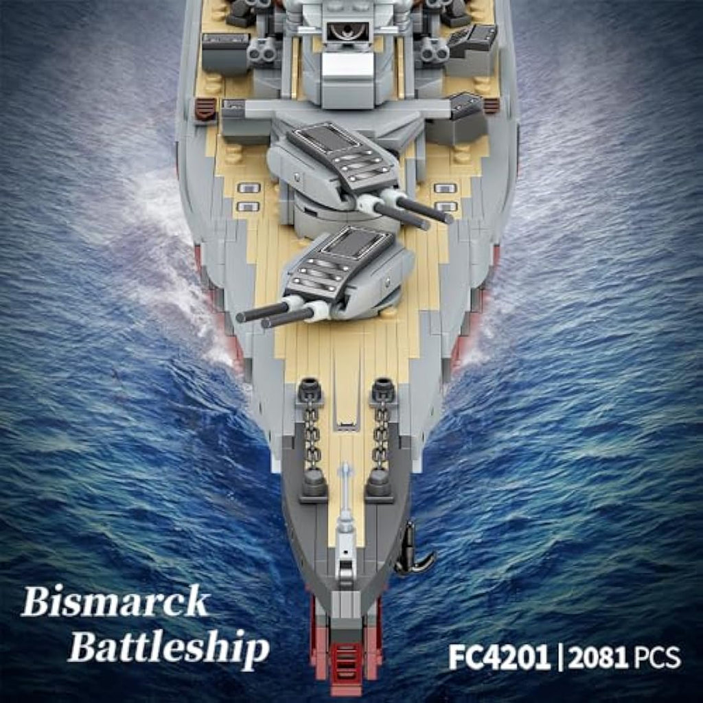MISINI Bismarck Battleship Model – 2081 PCS WWII Military Building Blocks
