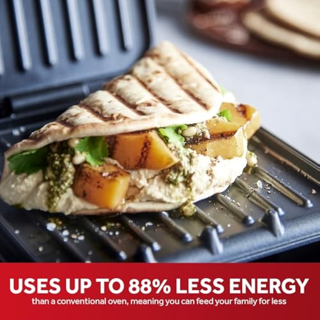 George Foreman Small Electric Fit Grill | Non-Stick Panini Press, Black