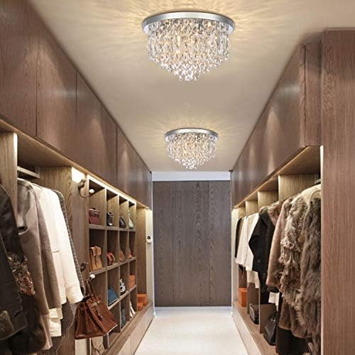 Jolof Store Modern Crystal Chandelier – 40cm Chrome Flush Mount Light