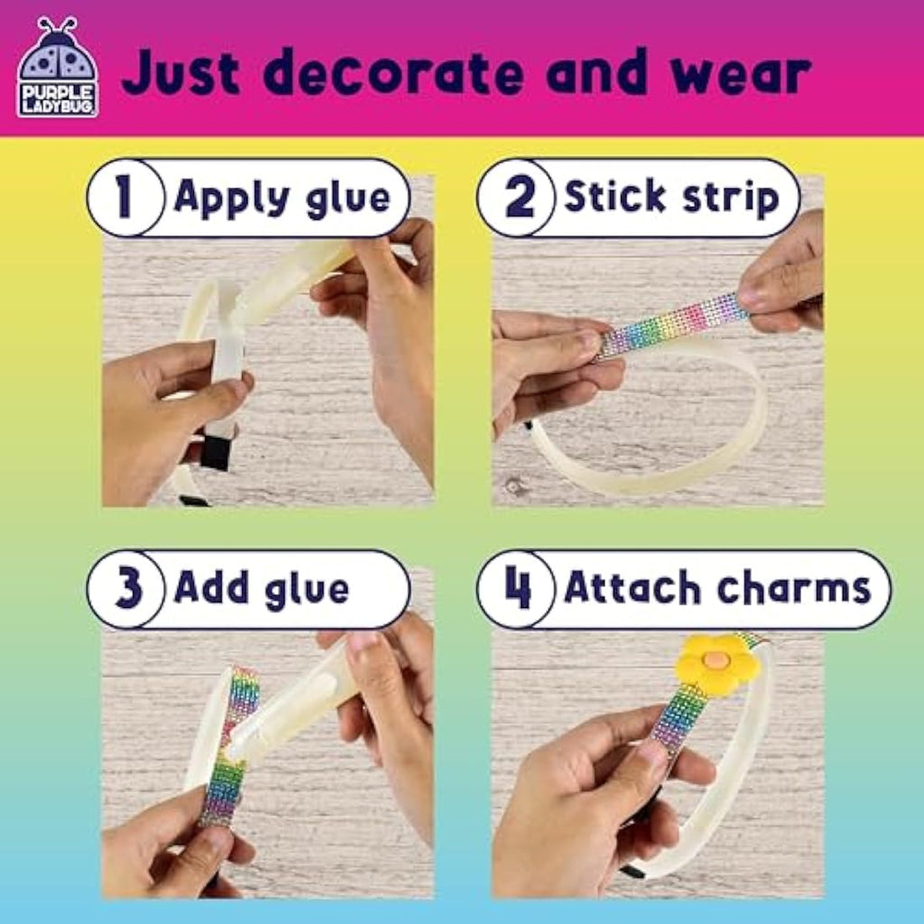 Purple Ladybug DIY Flower Headband Kit - 6pc Kids Craft Set for Girls