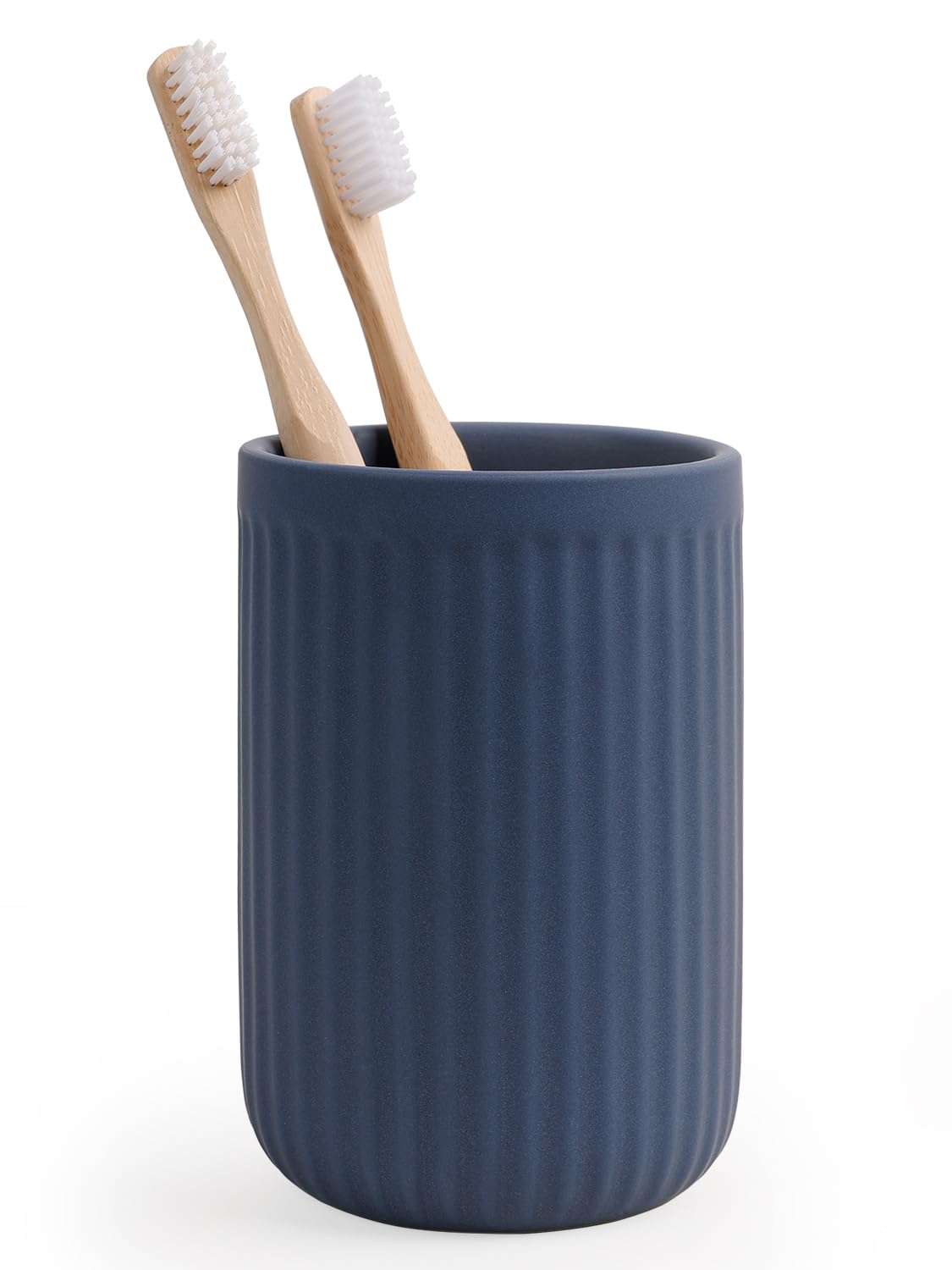 Autumnlife Ceramic Toothbrush Holder – 12 oz Matte Blue Bathroom Tumbler