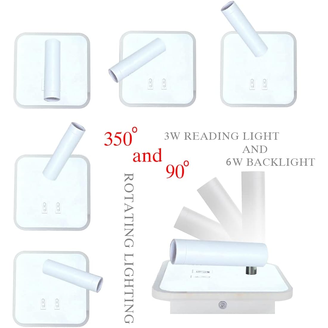 uksunvi LED Bedside Reading Wall Lamp – 12W Adjustable Spotlight, White
