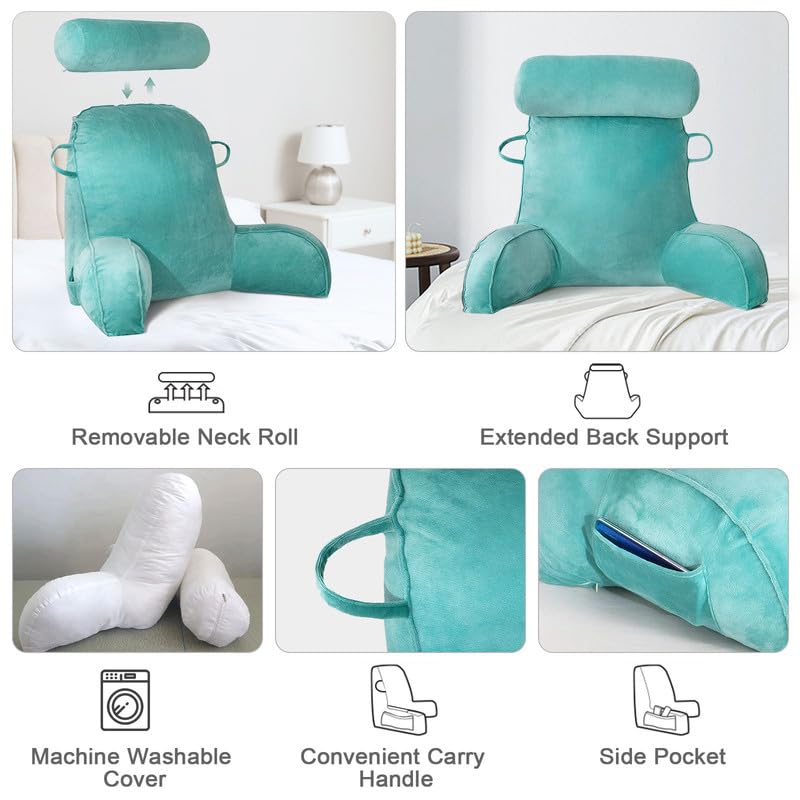 Mingfuxin Reading Pillow | Velvet Bed Backrest with Neck and Arm Support
