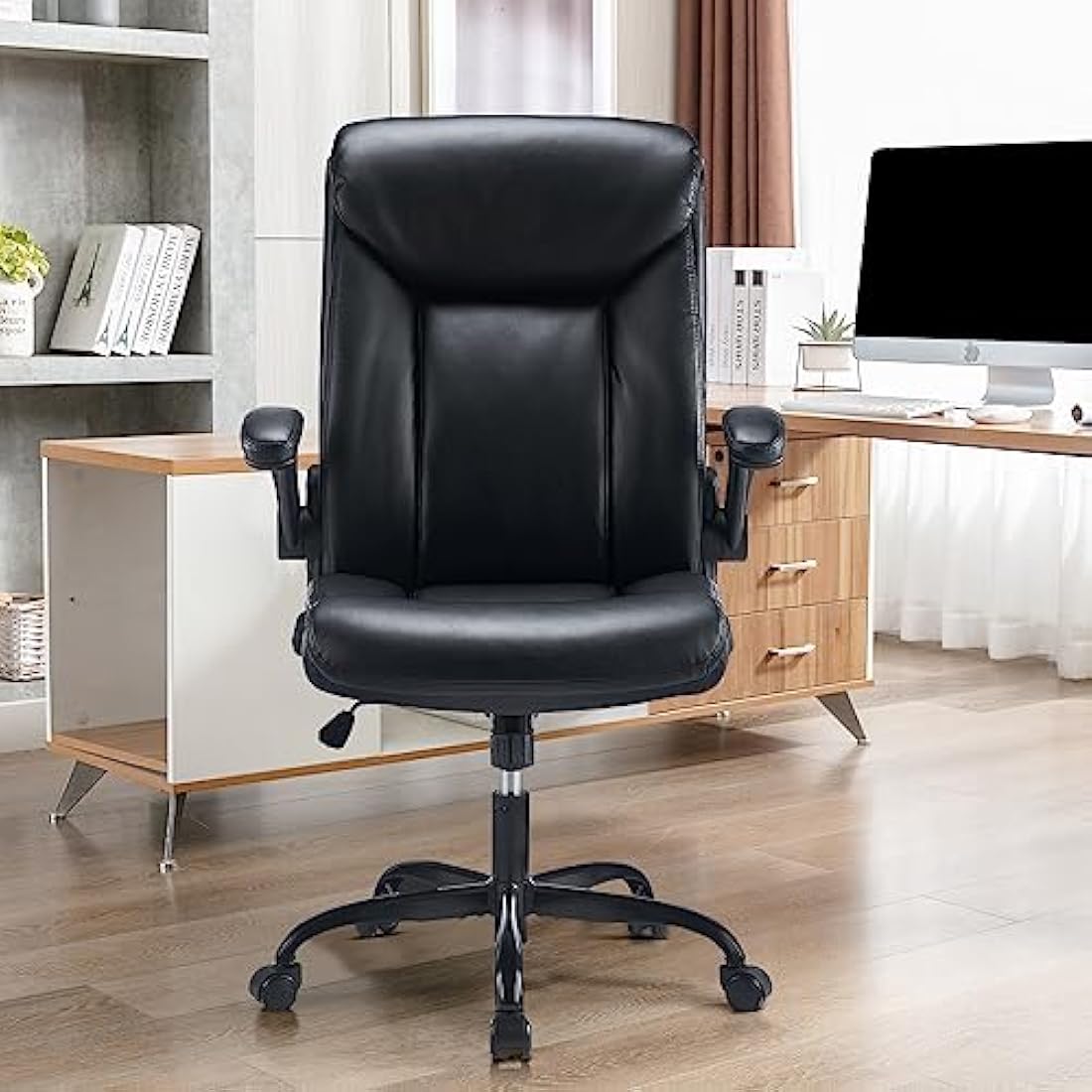 MZLEE Ergonomic Executive Office Chair | Flip-up Arms & Lumbar Support