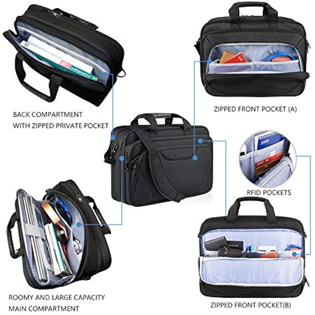 KROSER 17.3 Inch Laptop Briefcase | Water Resistant Expandable Bag