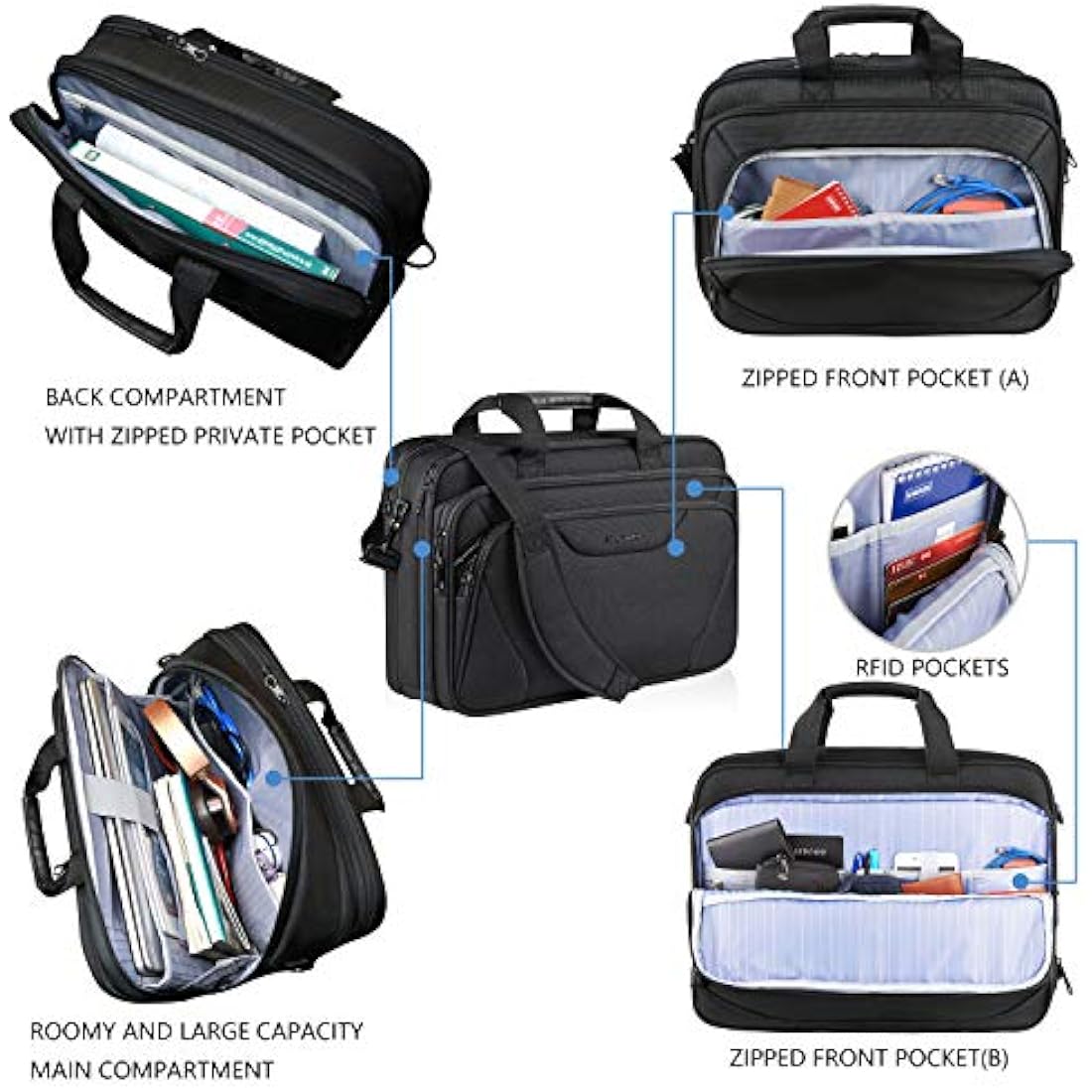 KROSER 17.3 Inch Laptop Briefcase | Water Resistant Expandable Bag