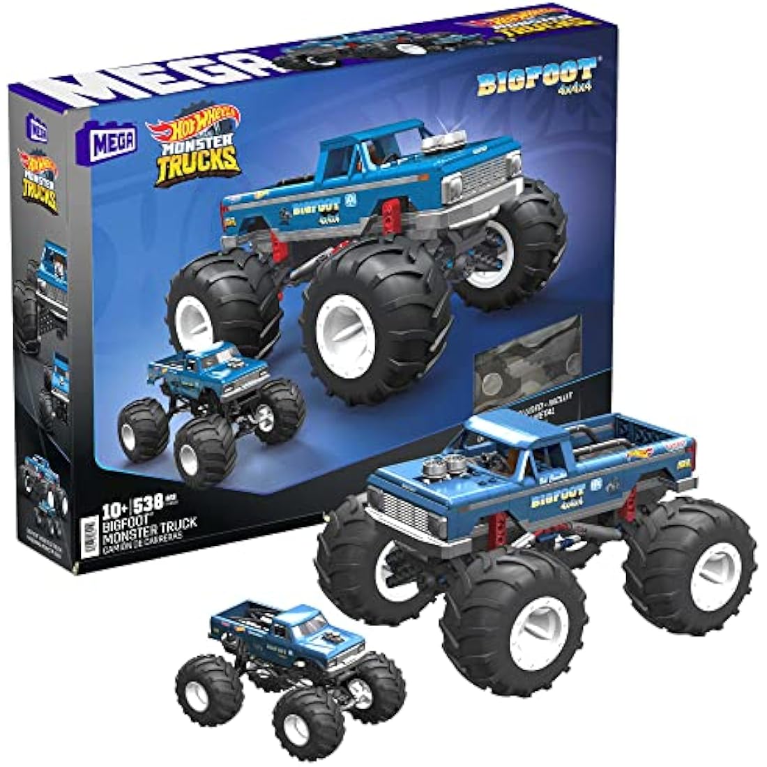 MEGA Hot Wheels Bigfoot Monster Truck 1:18 Scale Building Set - 538 Pcs