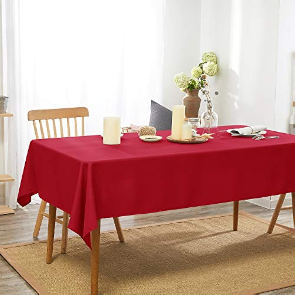 Deconovo Red Oxford Tablecloth | Water Resistant & Wipeable 52x70in