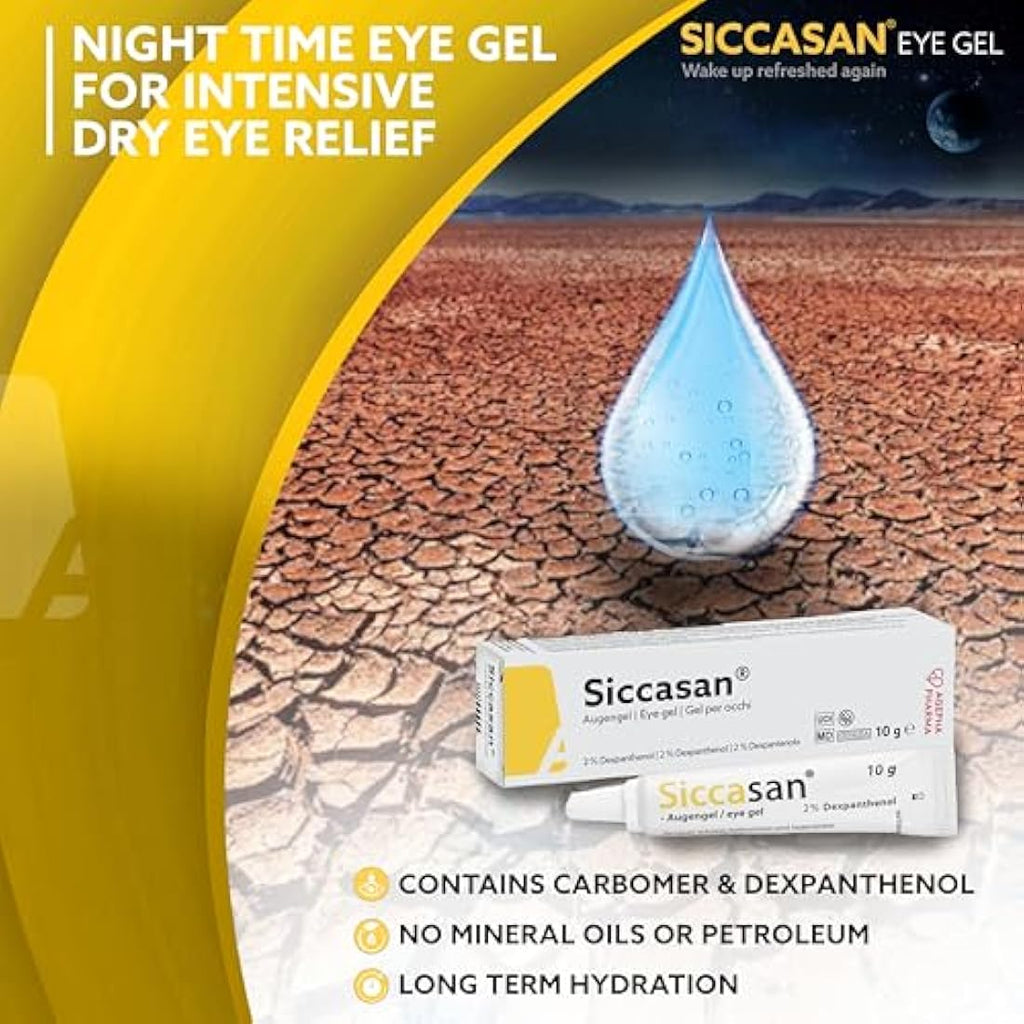 Siccasan Intensive Eye Gel – Dry Eye Relief with Dexpanthenol – 10g (3 Pack)