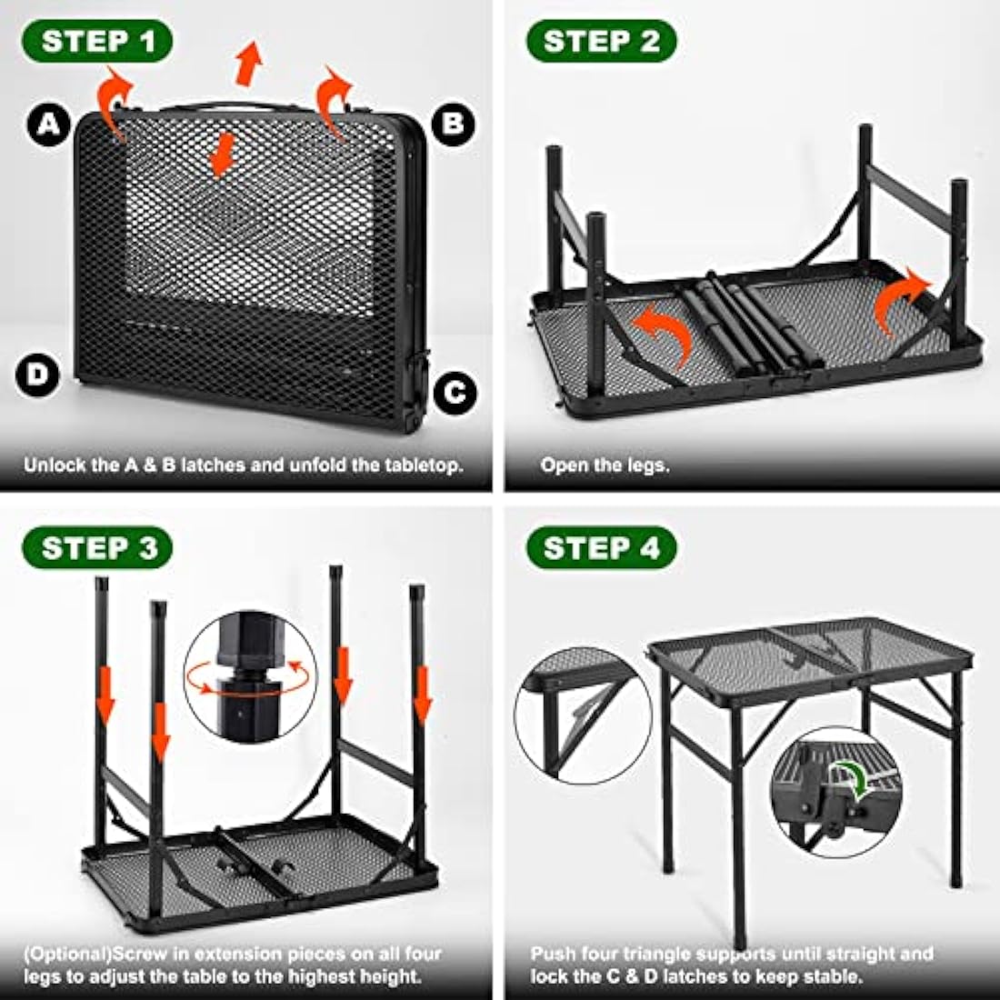 Odoland Portable Camping Table – Height Adjustable Aluminum Folding Table