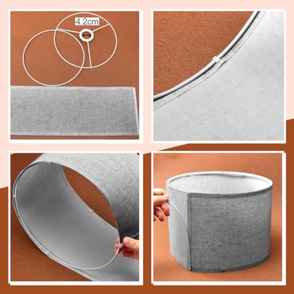 Weewooday Linen Drum Lampshades with E27 to E14 Adapters, 4 Pack – Grey