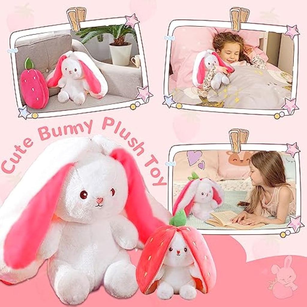 Reversible Easter Bunny Plush – 25cm Carrot Strawberry Toy