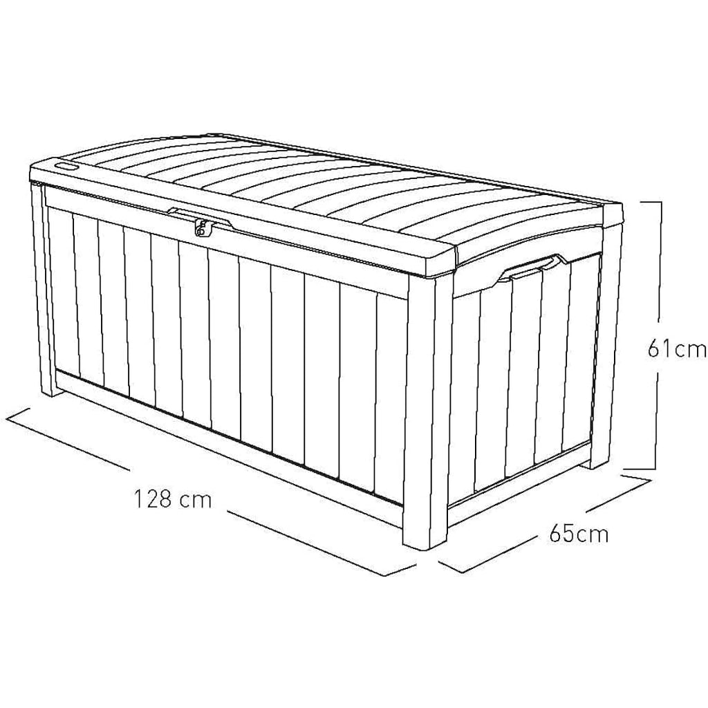 Keter Glenwood 390L Outdoor Garden Storage Box - Brown Resin Deck Chest