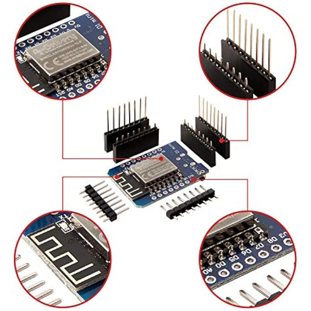 AZDelivery D1 Mini NodeMcu WiFi Board ESP8266-12F CH340G - 5 Pack