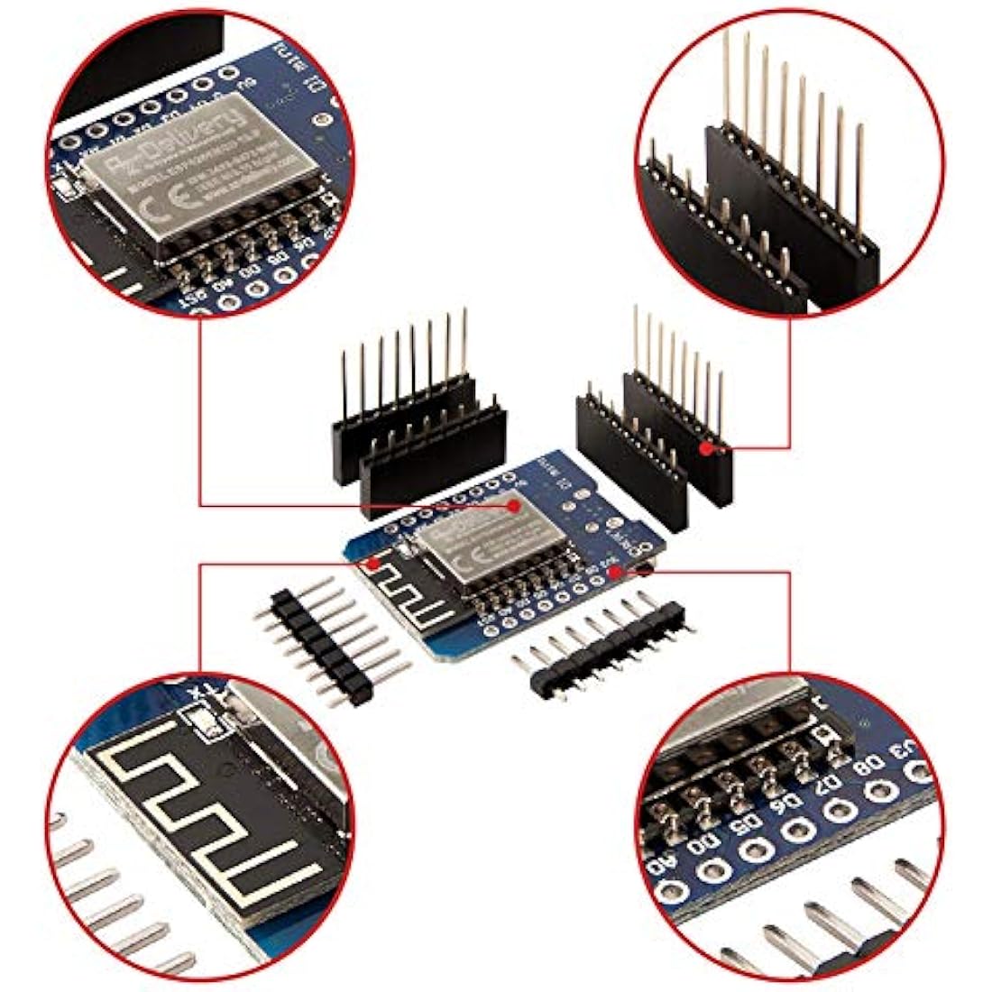 AZDelivery D1 Mini NodeMcu WiFi Board ESP8266-12F CH340G - 5 Pack